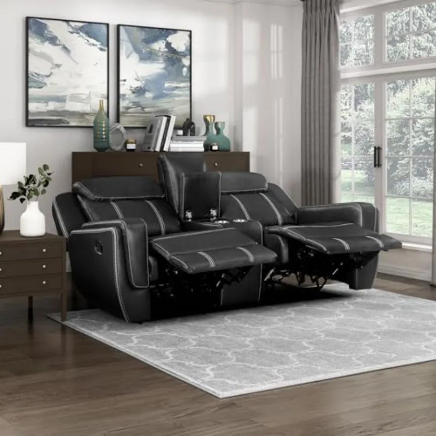 Modern Double Reclining Loveset, Fux Lether Loveset With Hedrest, Center Console, Receptcles nd USB Ports, Mnul Loveset Sof For
Modern Double Reclining Loveset, Fux Lether Loveset With Hedrest, Center Console, Receptcles nd USB Ports, Mnul Loveset Sof For