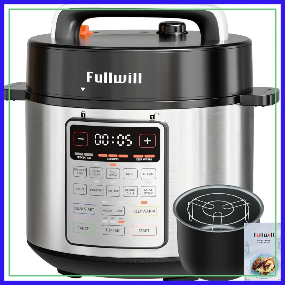 9-in-1 Electric Pressure Cooker, 12 Presets 6 Quart Multi Cooker Slow Cooker Rice Cooker Steamer Sauté Yogurt Maker Warmer
9-in-1 Electric Pressure Cooker, 12 Presets 6 Quart Multi Cooker Slow Cooker Rice Cooker Steamer Sauté Yogurt Maker Warmer