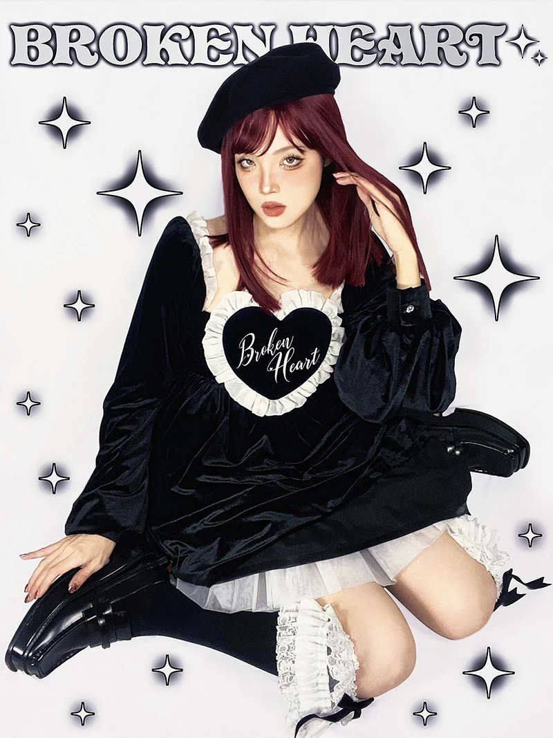 Original EOH Ele Velvet Dr with Embroidered Broken Heart And Thorn Lantern Sve Sweet Japanese Sle High Waist A-Li...
Original EOH Ele Velvet Dr with Embroidered Broken Heart And Thorn Lantern Sve Sweet Japanese Sle High Waist A-Li...