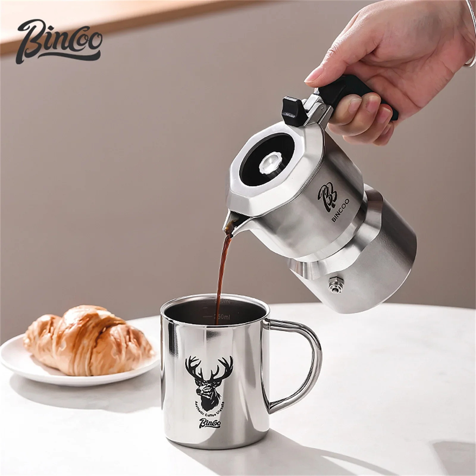 Bincoo GT Pro Moka Pot 316 Stainless Steel, 3-Valve System Compact Coffee Maker with Dual Valve
Bincoo GT Pro Moka Pot 316 Stainless Steel, 3-Valve System Compact Coffee Maker with Dual Valve