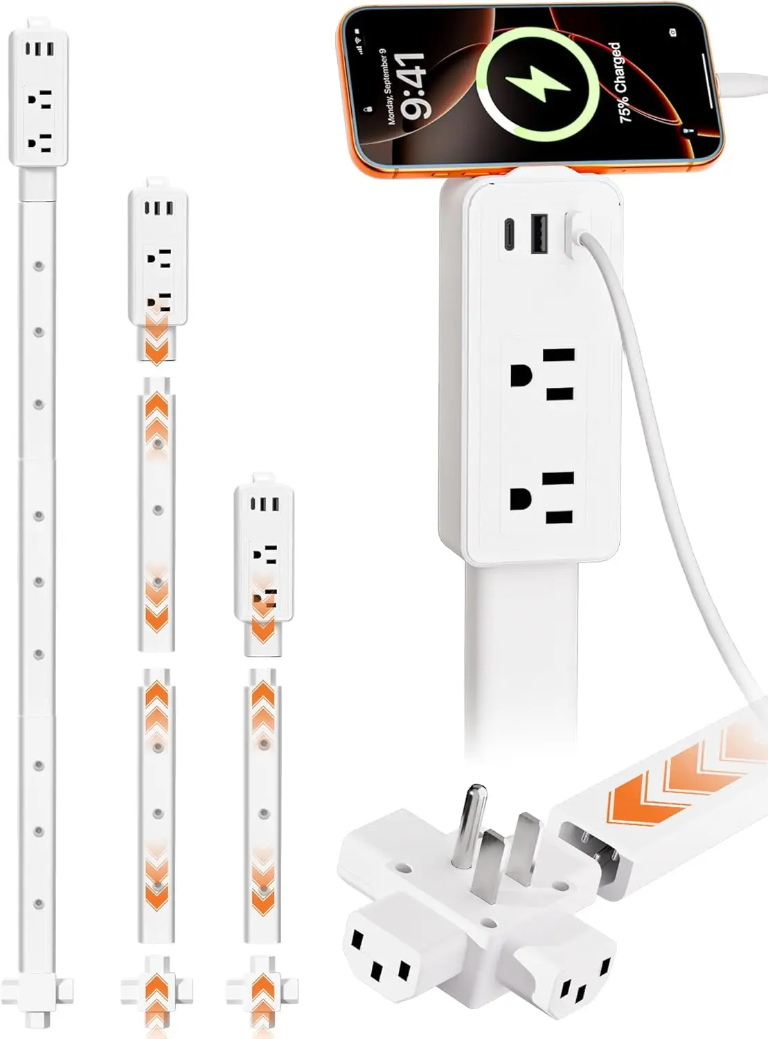 Выдвижной удлинитель розеток с 2 USB-A, USB-C и 2 AC-розетками, регулируемая длина для труднодоступных мест
Выдвижной удлинитель розеток с 2 USB-A, USB-C и 2 AC-розетками, регулируемая длина для труднодоступных мест