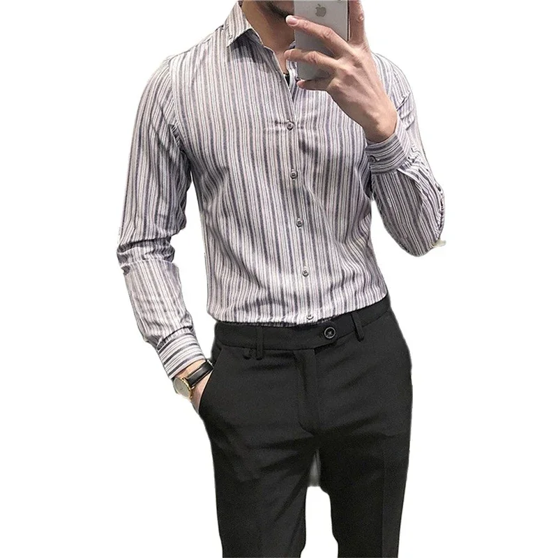 2023 Spring New Business Casual Slim Fit Men's Stitching Striped Long-sleeved Shirt Lapel Large Size Cotton Shirt Men
2023 Spring New Business Casual Slim Fit Men's Stitching Striped Long-sleeved Shirt Lapel Large Size Cotton Shirt Men