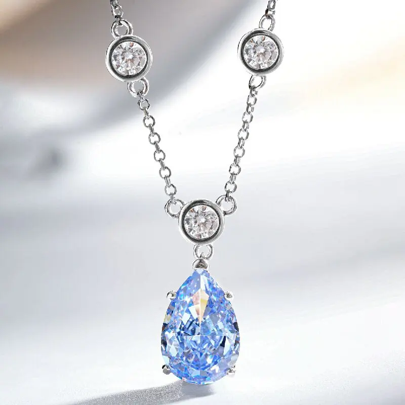 KQDANCE 925 Sterling Silver Water Drop Gemstone Zircon Ice Flower Cut Sparkle Pendant Necklace Ladies Clavicle Chain
KQDANCE 925 Sterling Silver Water Drop Gemstone Zircon Ice Flower Cut Sparkle Pendant Necklace Ladies Clavicle Chain