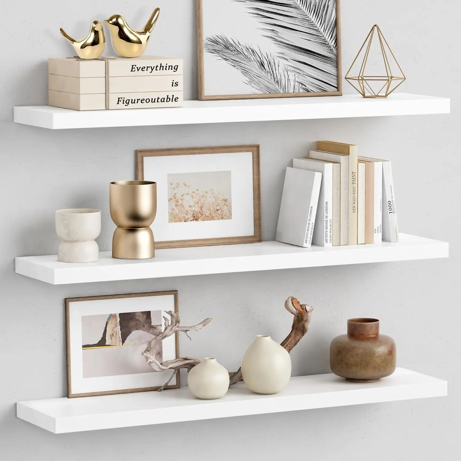 White Floating Shelves for Wall 36 Inches Long, Modern Wall Shelf with Hidden Bracket for Living Room Bedroom Decor, 3-Pack
White Floating Shelves for Wall 36 Inches Long, Modern Wall Shelf with Hidden Bracket for Living Room Bedroom Decor, 3-Pack
