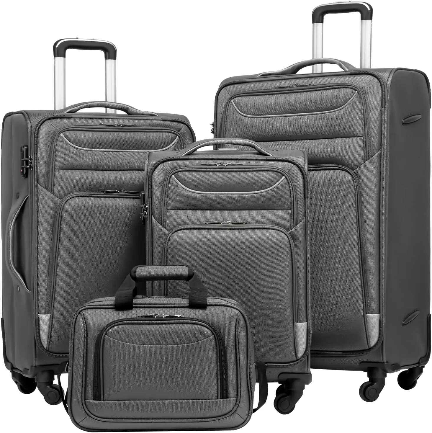 Coolife багажный комплект из 4 предметов, чемодан Spinner TSA Lock Softshell, легкий (серый)
Coolife багажный комплект из 4 предметов, чемодан Spinner TSA Lock Softshell, легкий (серый)