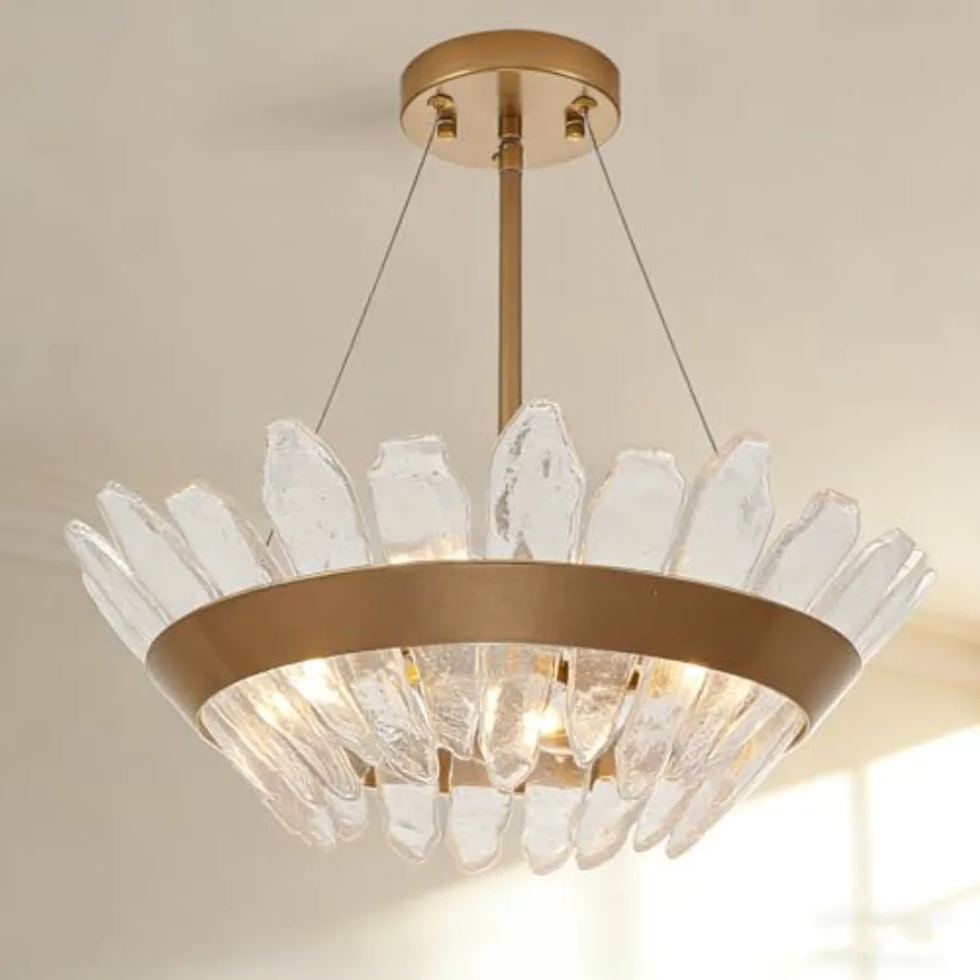 17.7" Modern Brass, 4-Light Adjustable Height Round Drum Pendant Light with Seedy Glass, for Dining Room, Kitchen Island, Foyer
17.7" Modern Brass, 4-Light Adjustable Height Round Drum Pendant Light with Seedy Glass, for Dining Room, Kitchen Island, Foyer