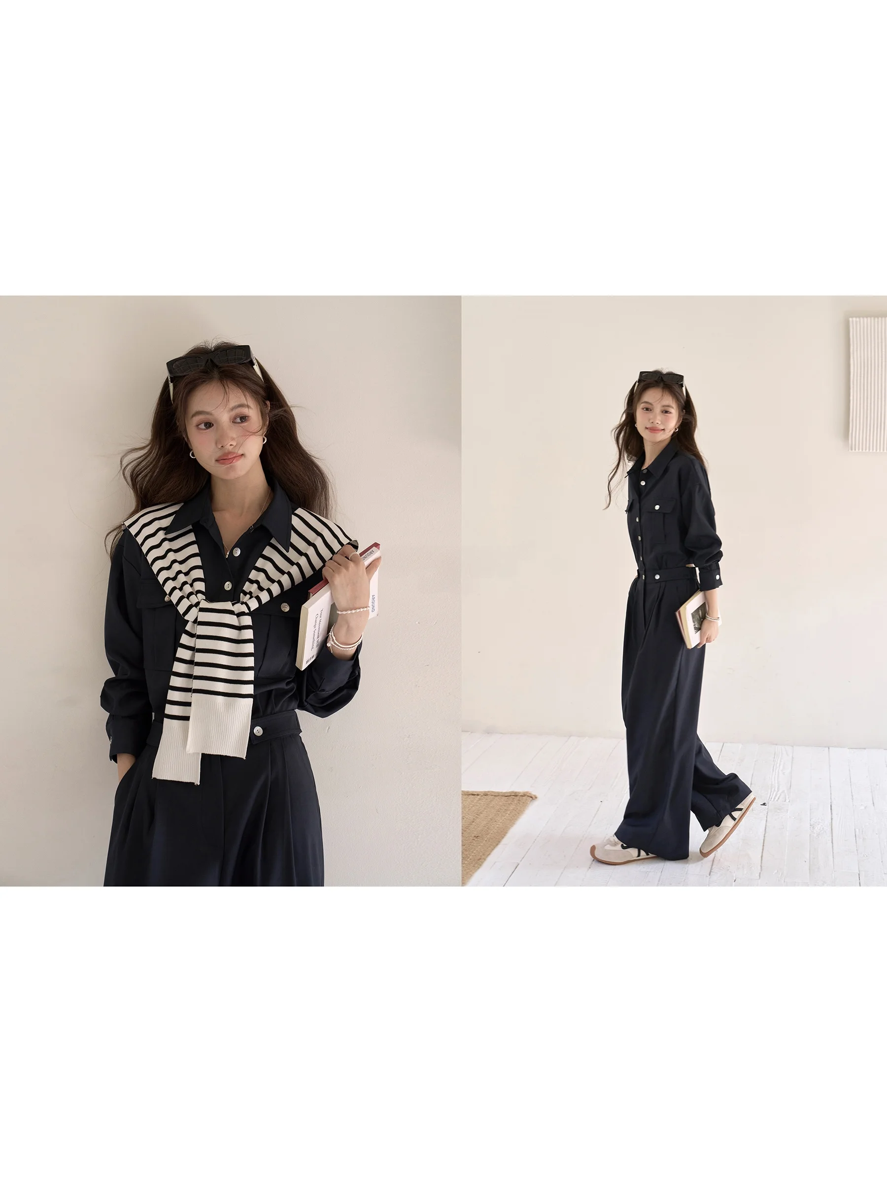 Loose Women's Romper Suit Spring Autumn Workwear Style High Waist Wide Leg Pants Comfortable One-Piece Outfit by Wang Xue
Loose Women's Romper Suit Spring Autumn Workwear Style High Waist Wide Leg Pants Comfortable One-Piece Outfit by Wang Xue
