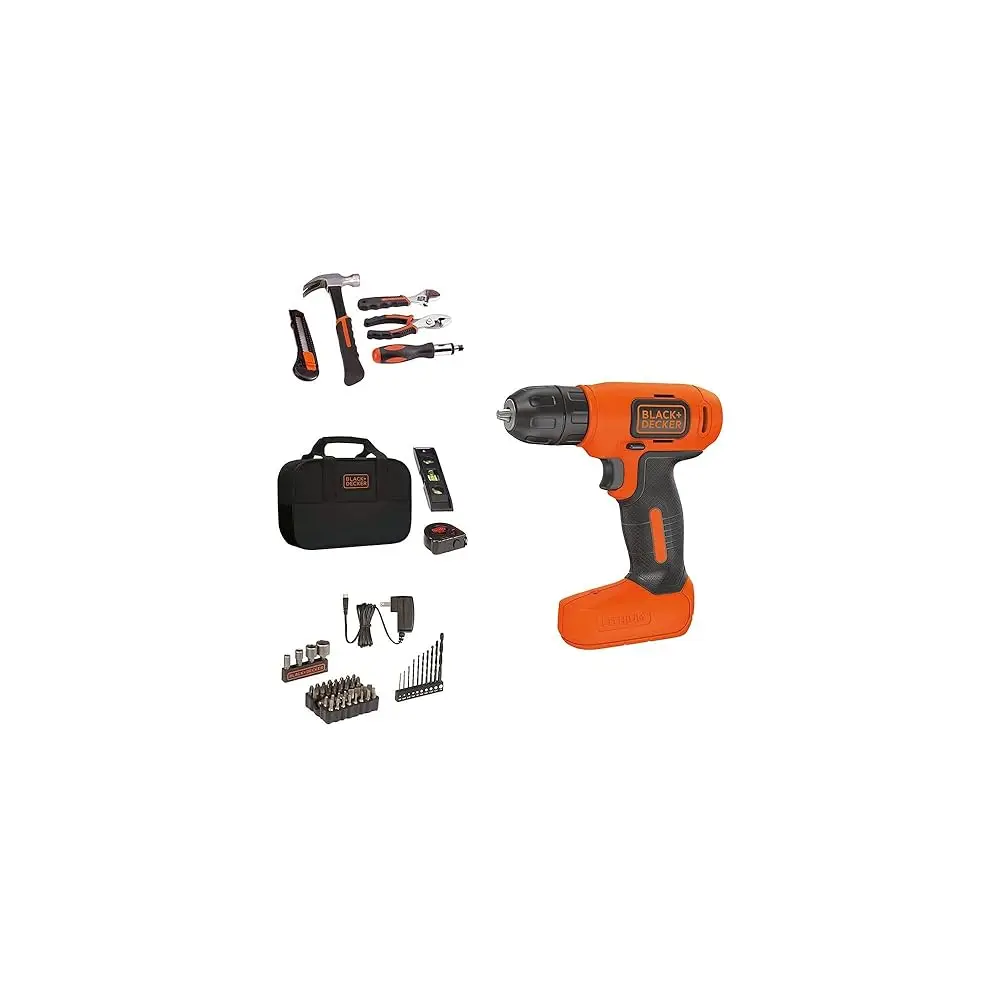 8V Max 57-Piece Cordl Drill And Household Tool Kit For Home With Tool Storage Bag (Bdcd8Pk)
8V Max 57-Piece Cordl Drill And Household Tool Kit For Home With Tool Storage Bag (Bdcd8Pk)