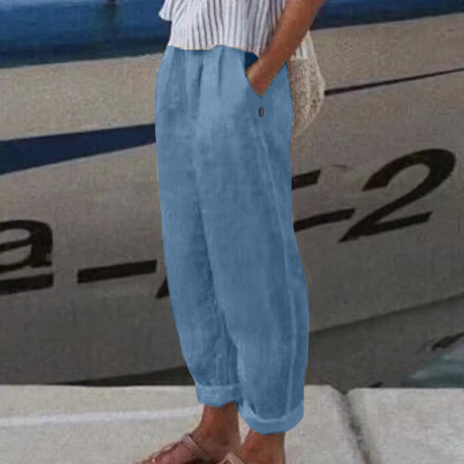 Large Size Women's Pants Summer Solid Colour Elastic Waist Comfort Cotton Linen Trousers Loose Versatile Pockets Straigh Pants
Large Size Women's Pants Summer Solid Colour Elastic Waist Comfort Cotton Linen Trousers Loose Versatile Pockets Straigh Pants