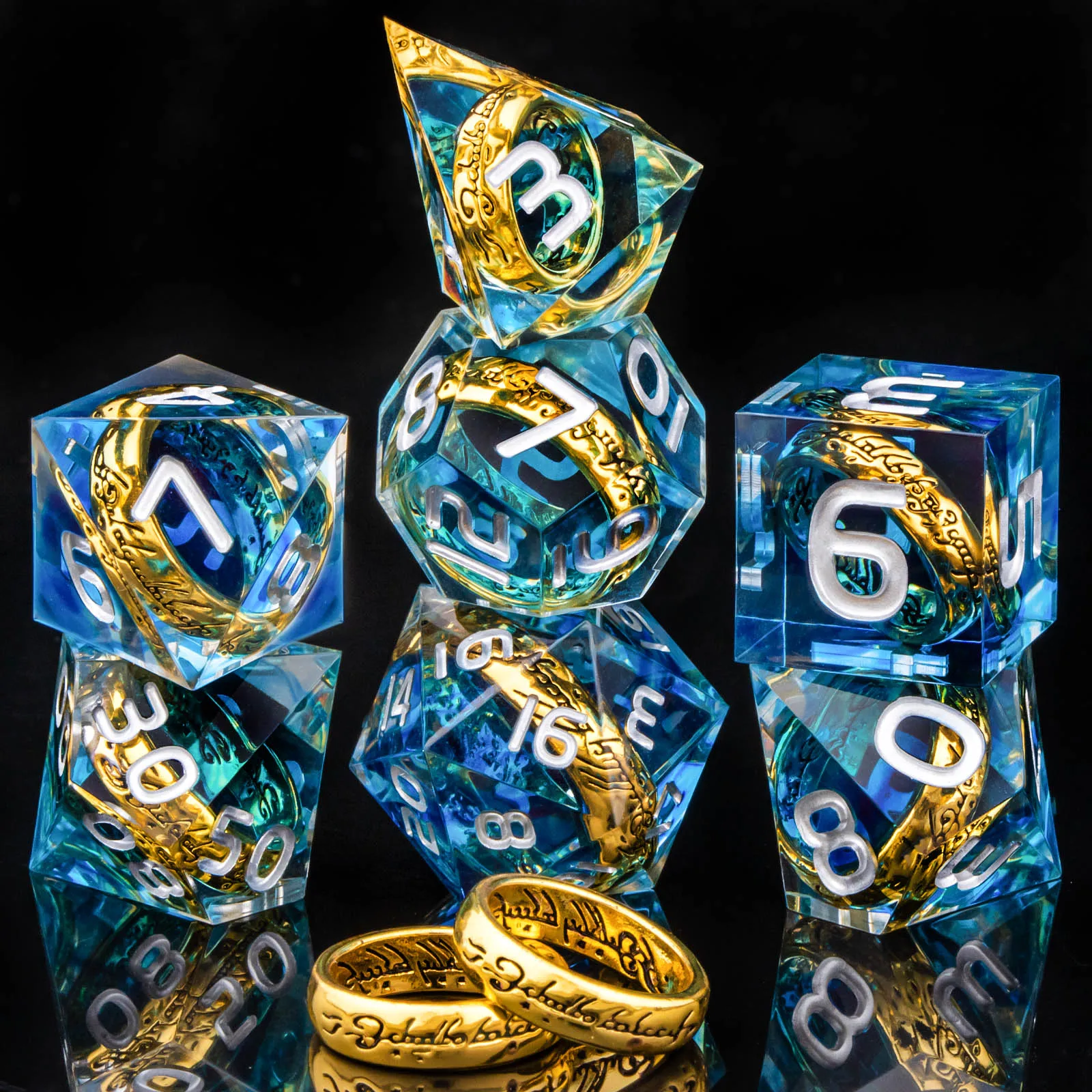 Набор кубиков Magic Lord Ring DND, 7 шт., из смолы, для ролевых игр LOTR D&D, синие кубики Dungeons and Dragons с острыми гранями
Набор кубиков Magic Lord Ring DND, 7 шт., из смолы, для ролевых игр LOTR D&D, синие кубики Dungeons and Dragons с острыми гранями