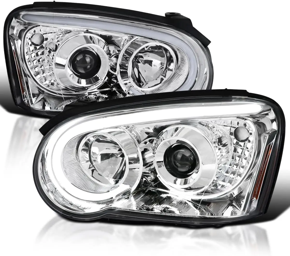 Chrome Projector Headlights w/LED Light Bar Compatible with 2004-2005 Subaru Impreza RS/WRX/Outback/STI, Left + Right Pair Headl
Chrome Projector Headlights w/LED Light Bar Compatible with 2004-2005 Subaru Impreza RS/WRX/Outback/STI, Left + Right Pair Headl