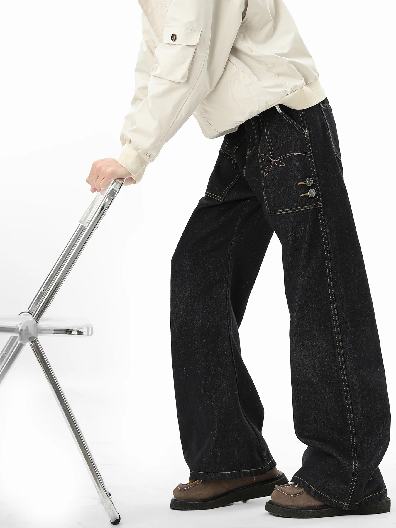 American Style Embroidered Denim Flared Jeans Men's Loose Casual Straight Leg Slimming Wide Leg Pants for Spring Autumn
American Style Embroidered Denim Flared Jeans Men's Loose Casual Straight Leg Slimming Wide Leg Pants for Spring Autumn