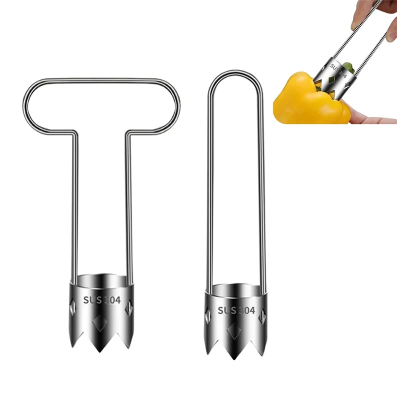 A03F-304 Stainless Steel Peeler Slicer Corer, 2Pcs Pepper Seed Corer Remover, Fruit Vegetable Core Remover
A03F-304 Stainless Steel Peeler Slicer Corer, 2Pcs Pepper Seed Corer Remover, Fruit Vegetable Core Remover