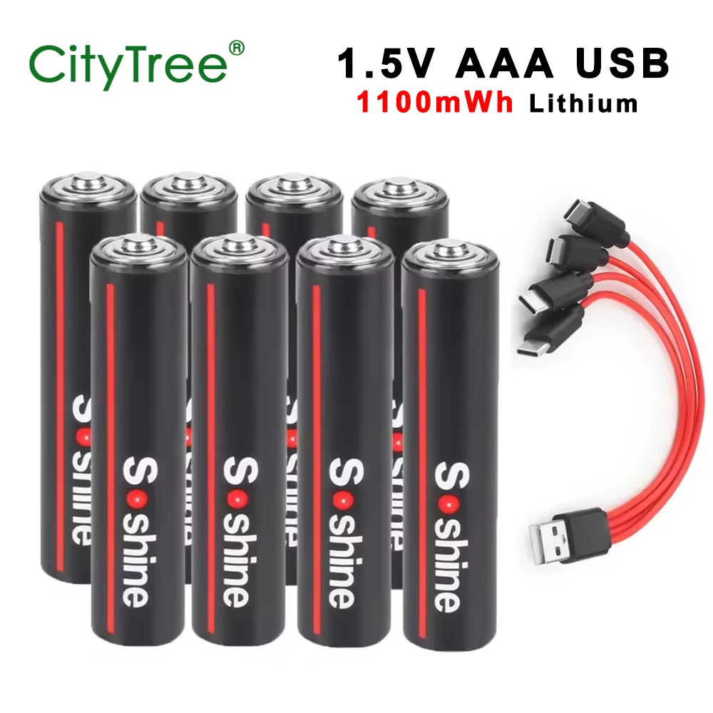 AAA Rechargeable Battery AAA 1.5V 1100mWh USB AAA Lithium Batteries for Toys Camera Flashlight Remote Control Wireless Mouse
AAA Rechargeable Battery AAA 1.5V 1100mWh USB AAA Lithium Batteries for Toys Camera Flashlight Remote Control Wireless Mouse