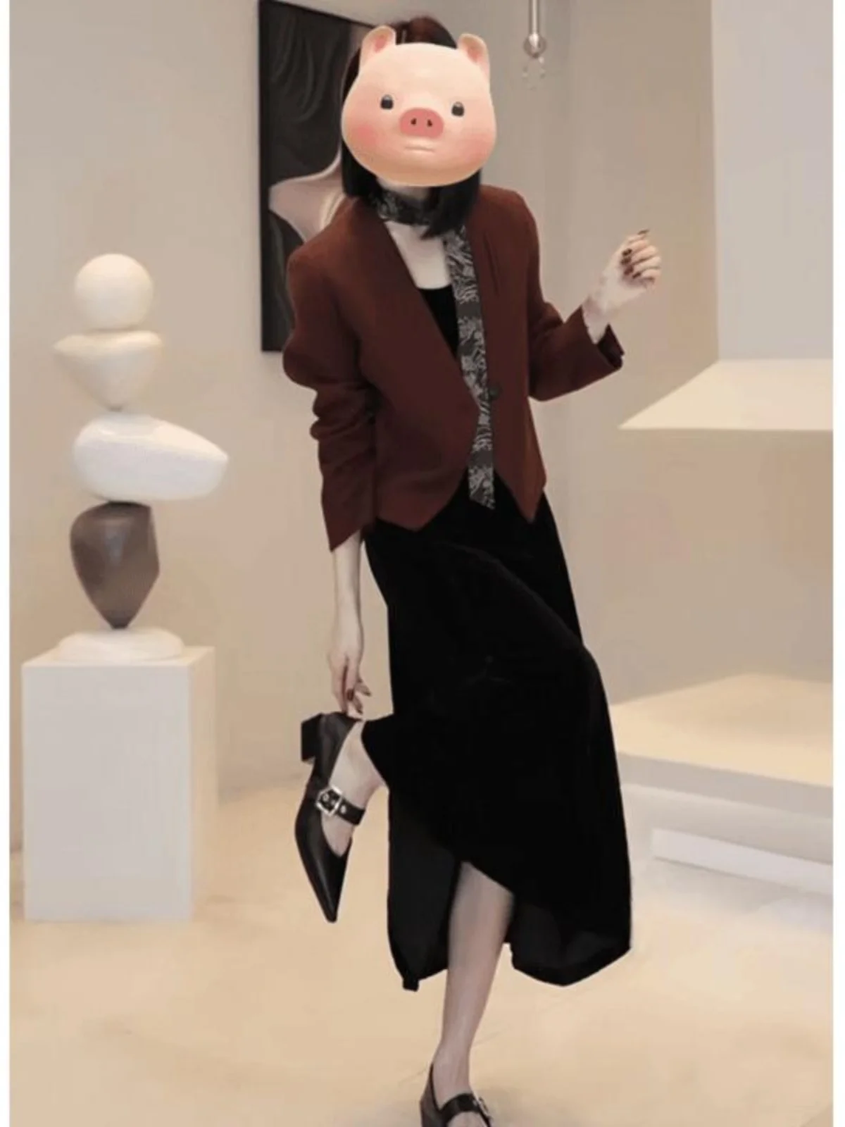 Autumn Fashion Short Angora Red Velvet Suit Jacket Slimming Dress plus Size Fat MM Set V Neck High Waist Long Sleeve Casual Wear
Autumn Fashion Short Angora Red Velvet Suit Jacket Slimming Dress plus Size Fat MM Set V Neck High Waist Long Sleeve Casual Wear