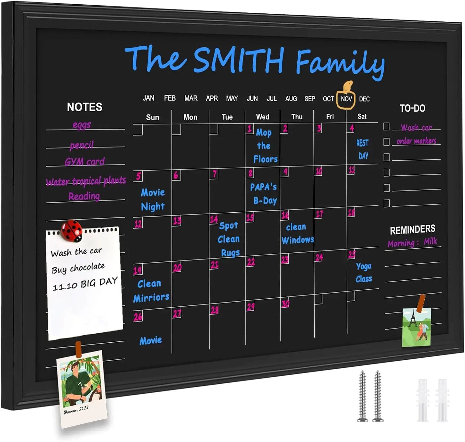 Магнитный календарь-доска 24x36 с деревянной рамкой - ежемесячный и еженедельный планировщик для дома и офиса
Магнитный календарь-доска 24x36 с деревянной рамкой - ежемесячный и еженедельный планировщик для дома и офиса