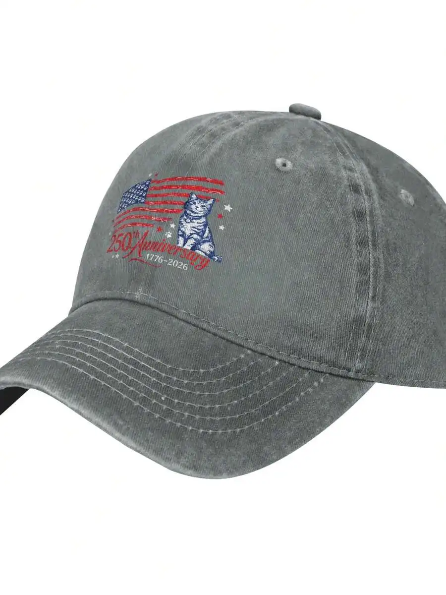 Vintage Washed Cotton Adjustable Baseball Cap With 250th Anniversary 1776–2026 Patriotic Cat Design For Adults
Vintage Washed Cotton Adjustable Baseball Cap With 250th Anniversary 1776–2026 Patriotic Cat Design For Adults