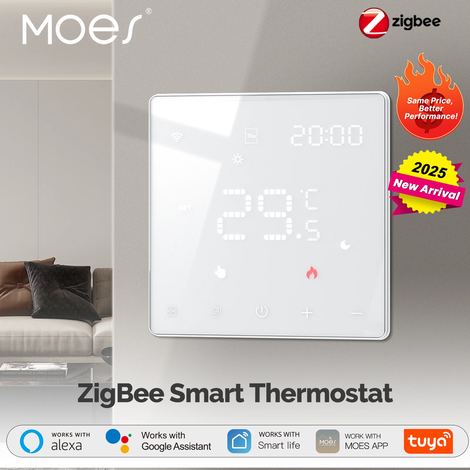 MOES Smart WiFi/ZigBee Thermostat Programmable Save Electricity Temperature Controller Support Alexa APP Remote Time Control 
MOES Smart WiFi/ZigBee Thermostat Programmable Save Electricity Temperature Controller Support Alexa APP Remote Time Control