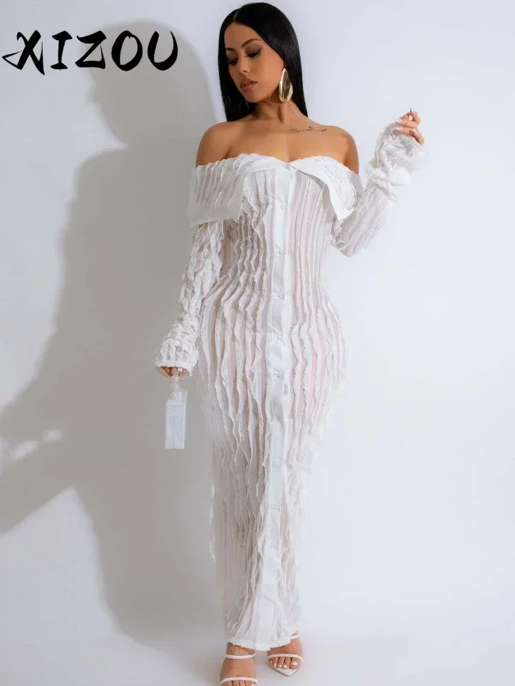 XIZOU Women Wave Striped Ruffles Single Breasted Long Sleeve Bodycon Midi Maxi Dress 2024 Winter Sexy Party Dresses Vestidos
XIZOU Women Wave Striped Ruffles Single Breasted Long Sleeve Bodycon Midi Maxi Dress 2024 Winter Sexy Party Dresses Vestidos