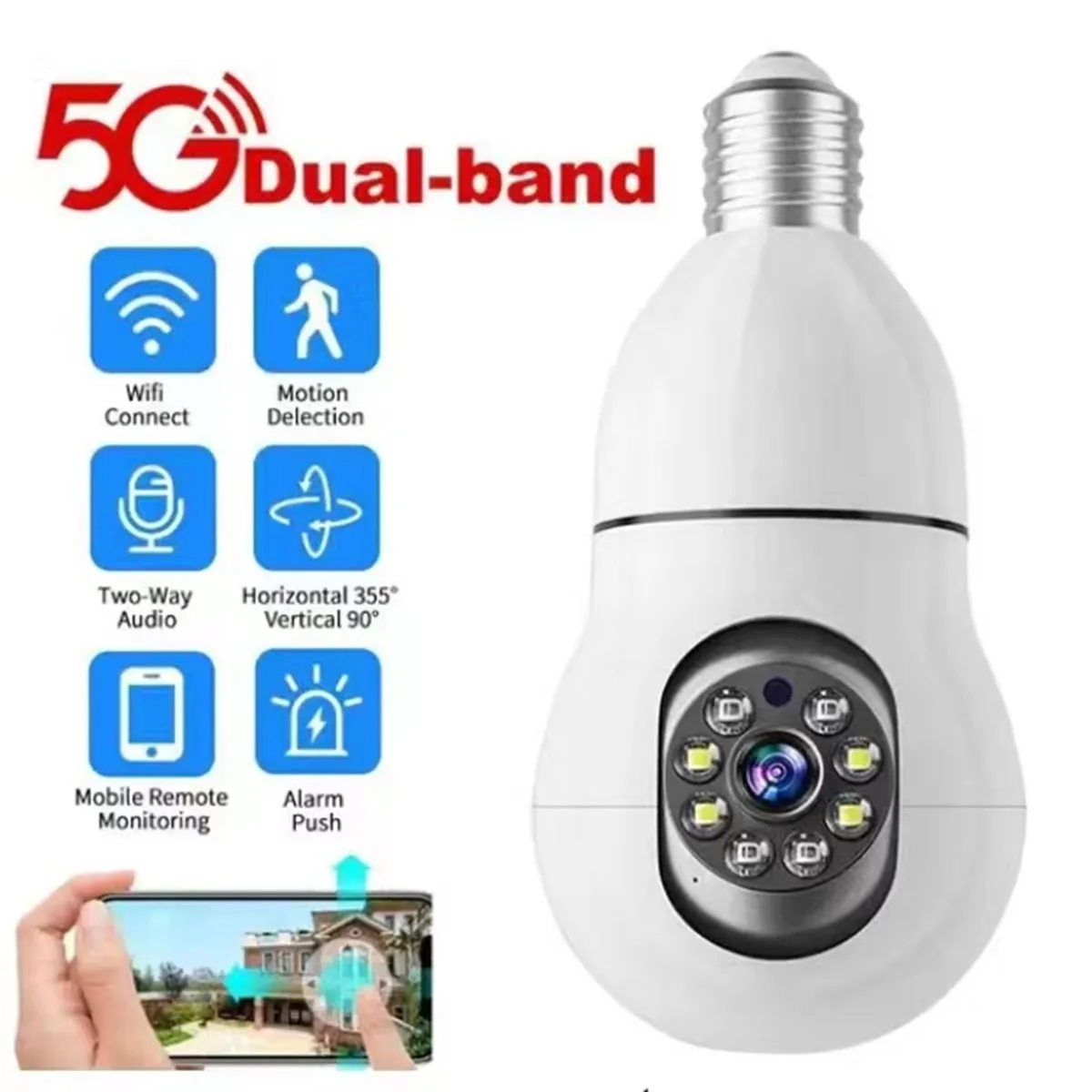 2MP 1080P YILOT APP 2,4G & 5G E27 держатель лампы PTZ IP купольная камера полноцветное ночное видение Домашняя безопасность CCTV монитор
2MP 1080P YILOT APP 2,4G & 5G E27 держатель лампы PTZ IP купольная камера полноцветное ночное видение Домашняя безопасность CCTV монитор