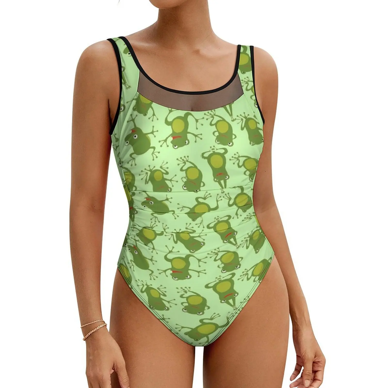 Green Frog Lovers Swimsuit Sexy Animal Print Female Swimwear One Piece Vintage Bodysuit Holiday Surf Push Up Sleeveless Monokini 
Green Frog Lovers Swimsuit Sexy Animal Print Female Swimwear One Piece Vintage Bodysuit Holiday Surf Push Up Sleeveless Monokini