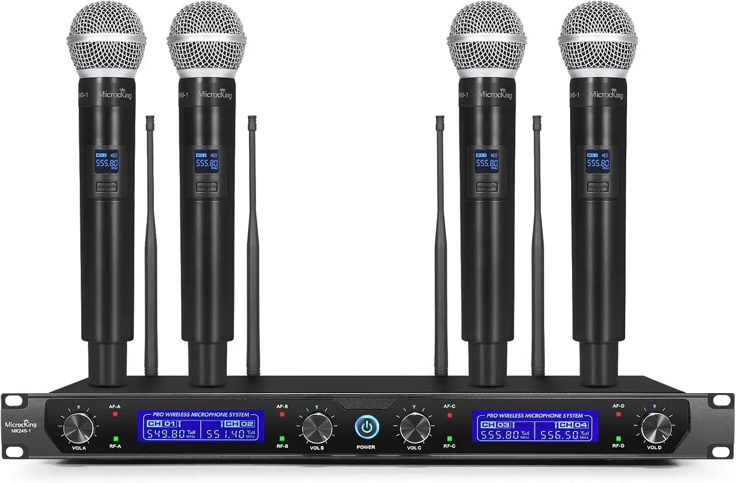 Wireless Microphone System with 4 Handheld Mics Metal Build Fixed Frequency Long Range 400ft Ideal for Party Wedding Church
Wireless Microphone System with 4 Handheld Mics Metal Build Fixed Frequency Long Range 400ft Ideal for Party Wedding Church