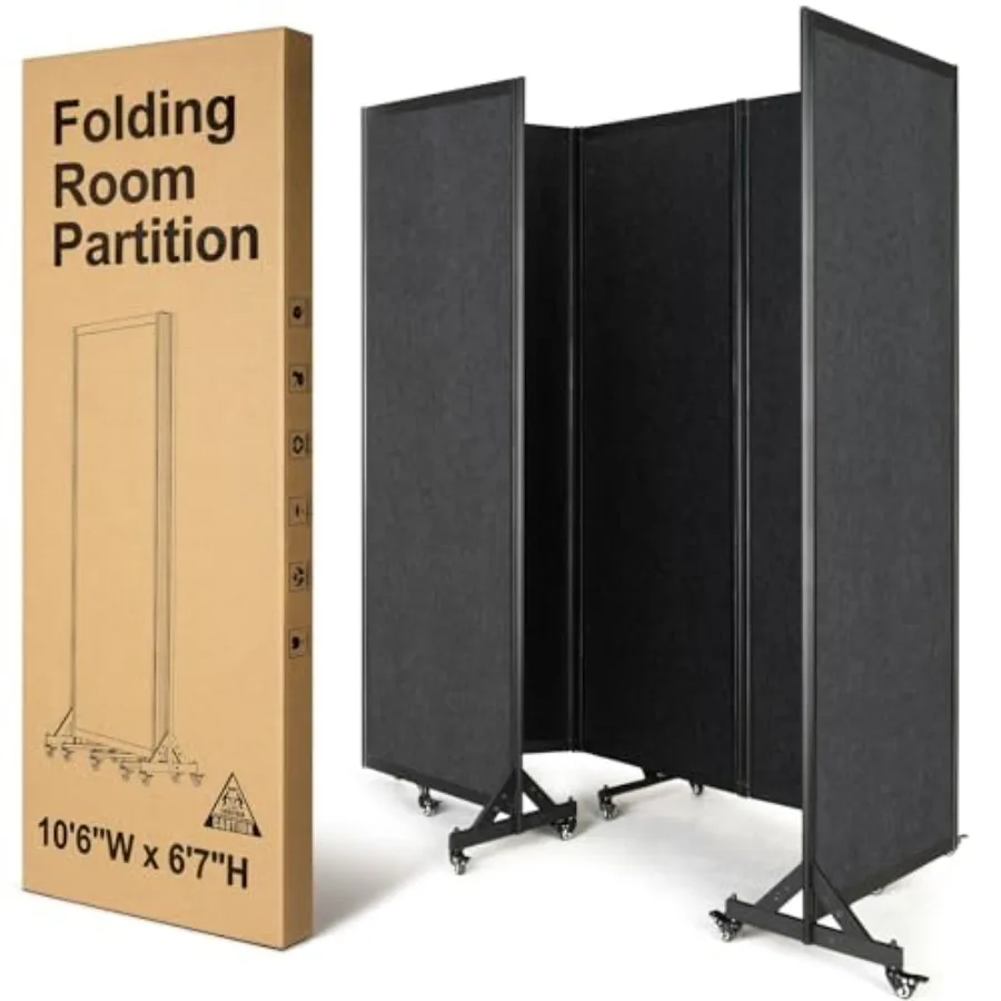 Room Partition, Folding Privacy Divider, Office Partition Dividers, Office Dividers Wall, 10'6"W x 6'7"H, Grey
Room Partition, Folding Privacy Divider, Office Partition Dividers, Office Dividers Wall, 10'6"W x 6'7"H, Grey