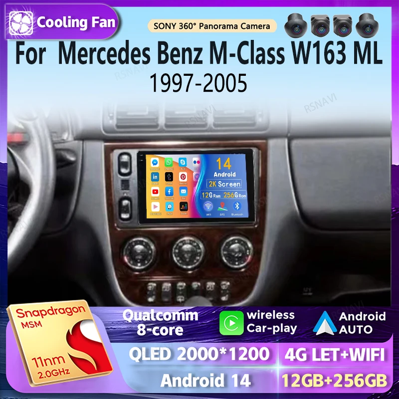 Автомобильный радиоприемник Android 14 для Mercedes Benz M-Class W163 ML 1997-2005, навигационный мультимедийный плеер, стерео Wi-Fi + 4G видео Carplay BT
Автомобильный радиоприемник Android 14 для Mercedes Benz M-Class W163 ML 1997-2005, навигационный мультимедийный плеер, стерео Wi-Fi + 4G видео Carplay BT