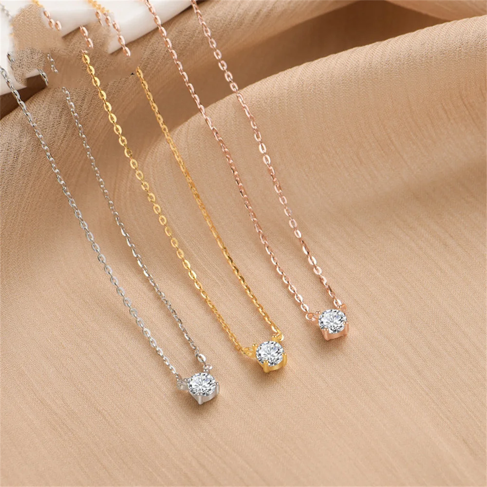 Korean S925 Silver - Super Sparkly Four-Claw Zircon Necklace, Elegant Tiny, Women's Single-Stone Collar
Korean S925 Silver - Super Sparkly Four-Claw Zircon Necklace, Elegant Tiny, Women's Single-Stone Collar
