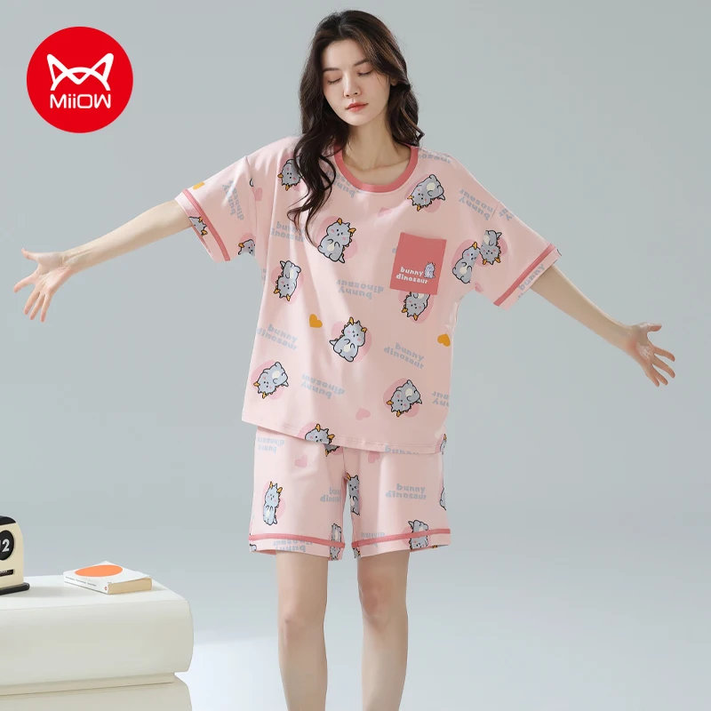 MiiOW 2Pcs Summer Cotton Women's Pajamas Set Breathable Short Sleeve Woman Homewear Cute Printed Girls Nightwear Woman Sleepwear
MiiOW 2Pcs Summer Cotton Women's Pajamas Set Breathable Short Sleeve Woman Homewear Cute Printed Girls Nightwear Woman Sleepwear