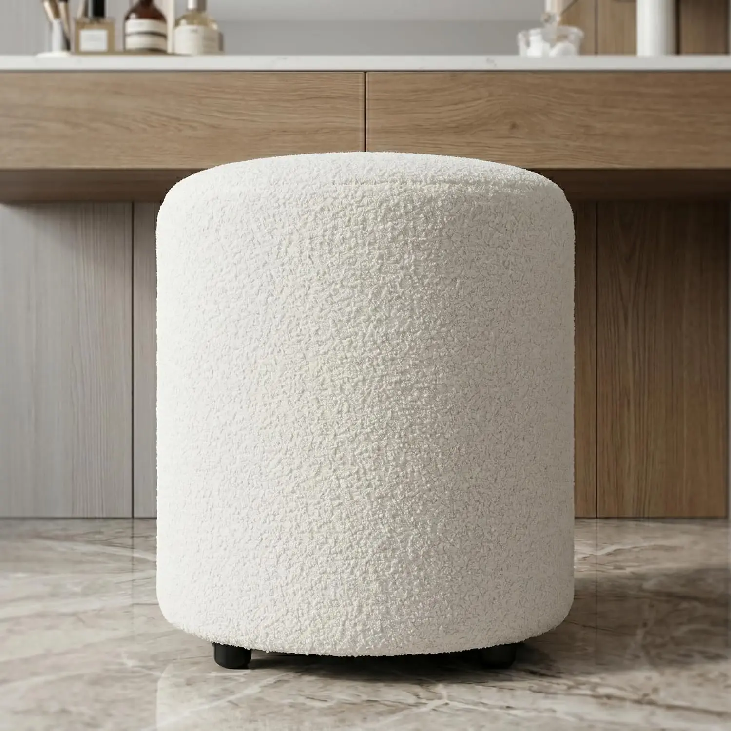 Modern Round Vanity Stool, Small Ottoman, Cute Fabric Foot Stool, Teddy Fleece Footrest, Upholstered Vanity Chair,, Customized
Modern Round Vanity Stool, Small Ottoman, Cute Fabric Foot Stool, Teddy Fleece Footrest, Upholstered Vanity Chair,, Customized
