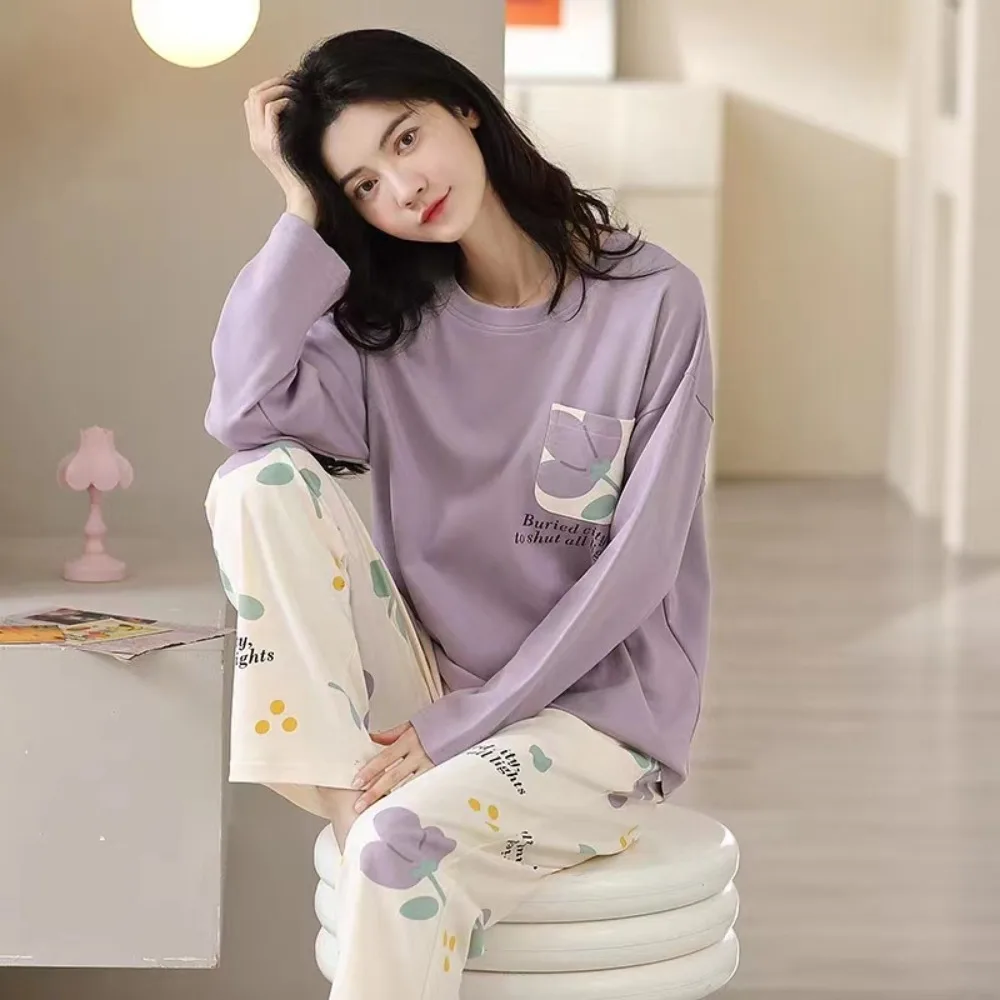 Long-Sleeved Women's Two-Piece Pajamas Loose Fit Large Size Pajama Suit Soft Fabric Cotton Material Maternity Pajamas
Long-Sleeved Women's Two-Piece Pajamas Loose Fit Large Size Pajama Suit Soft Fabric Cotton Material Maternity Pajamas