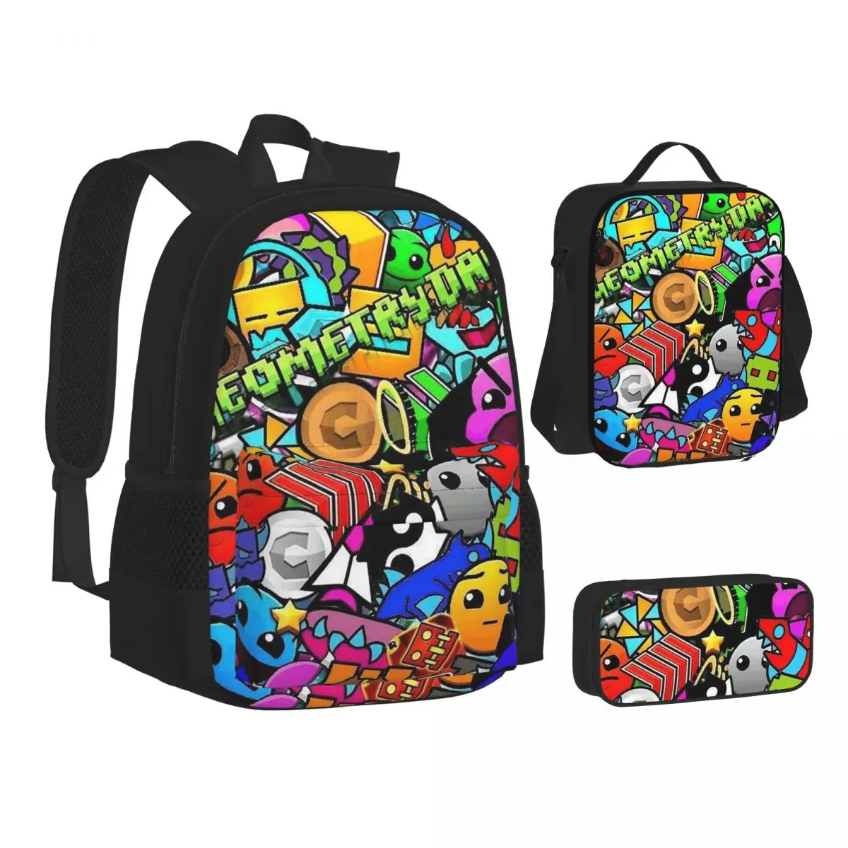 Video Game Geometry Dash Backpacks Boys Girls Bookbag School Bags Children Rucksack Lunch Bag Pen Bag Three-Piece Set
Video Game Geometry Dash Backpacks Boys Girls Bookbag School Bags Children Rucksack Lunch Bag Pen Bag Three-Piece Set