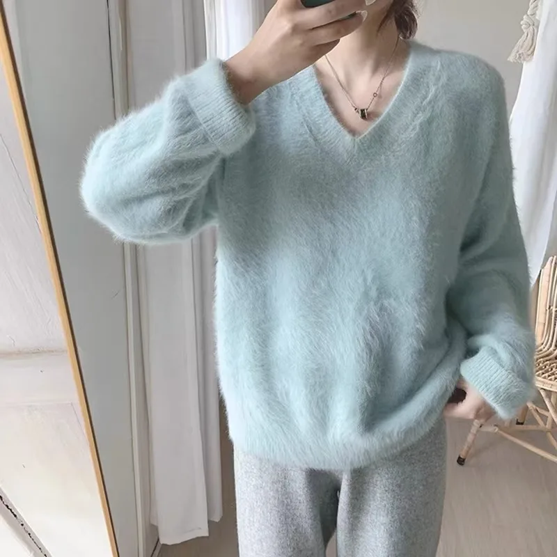 Lazy Style Baggy Soft Knitted Sweater Women Autumn Winter Warm Plush V-Neck Pullovers Woman Y2K Korean Versatile Jumpers Female
Lazy Style Baggy Soft Knitted Sweater Women Autumn Winter Warm Plush V-Neck Pullovers Woman Y2K Korean Versatile Jumpers Female