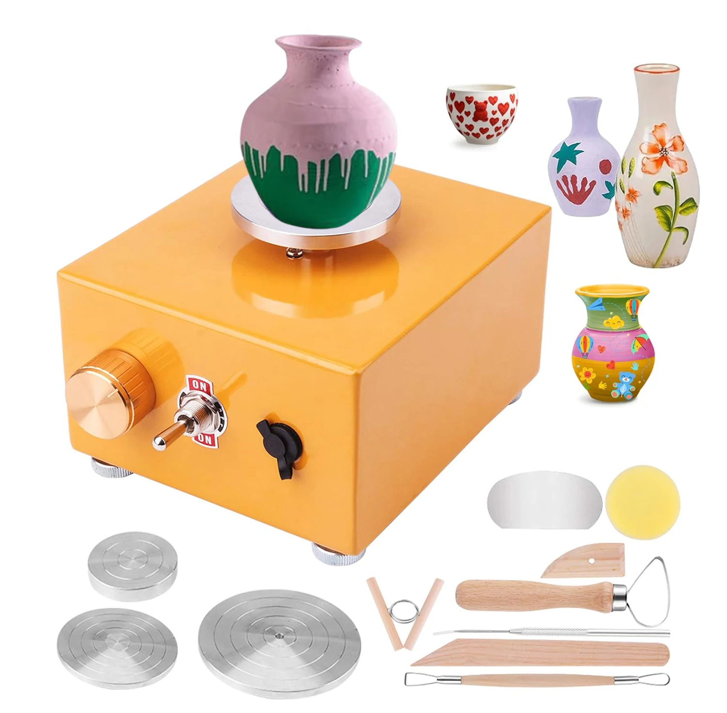 Mini Pottery Wheel with 3 Mini Turntable, Pottery Wheel Machine 2300RPM Electric Pottery Wheel Mini Clay Making Pottery Machine
Mini Pottery Wheel with 3 Mini Turntable, Pottery Wheel Machine 2300RPM Electric Pottery Wheel Mini Clay Making Pottery Machine