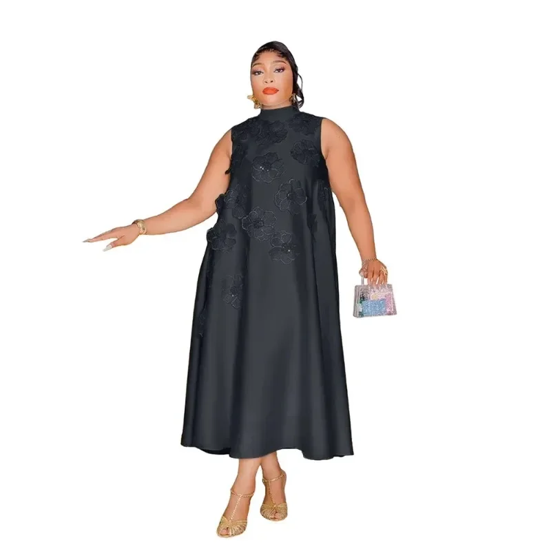 Women's Casual Solid Color Round Neck Sleeveless Flower Decor Big Swing Party Dress
Women's Casual Solid Color Round Neck Sleeveless Flower Decor Big Swing Party Dress