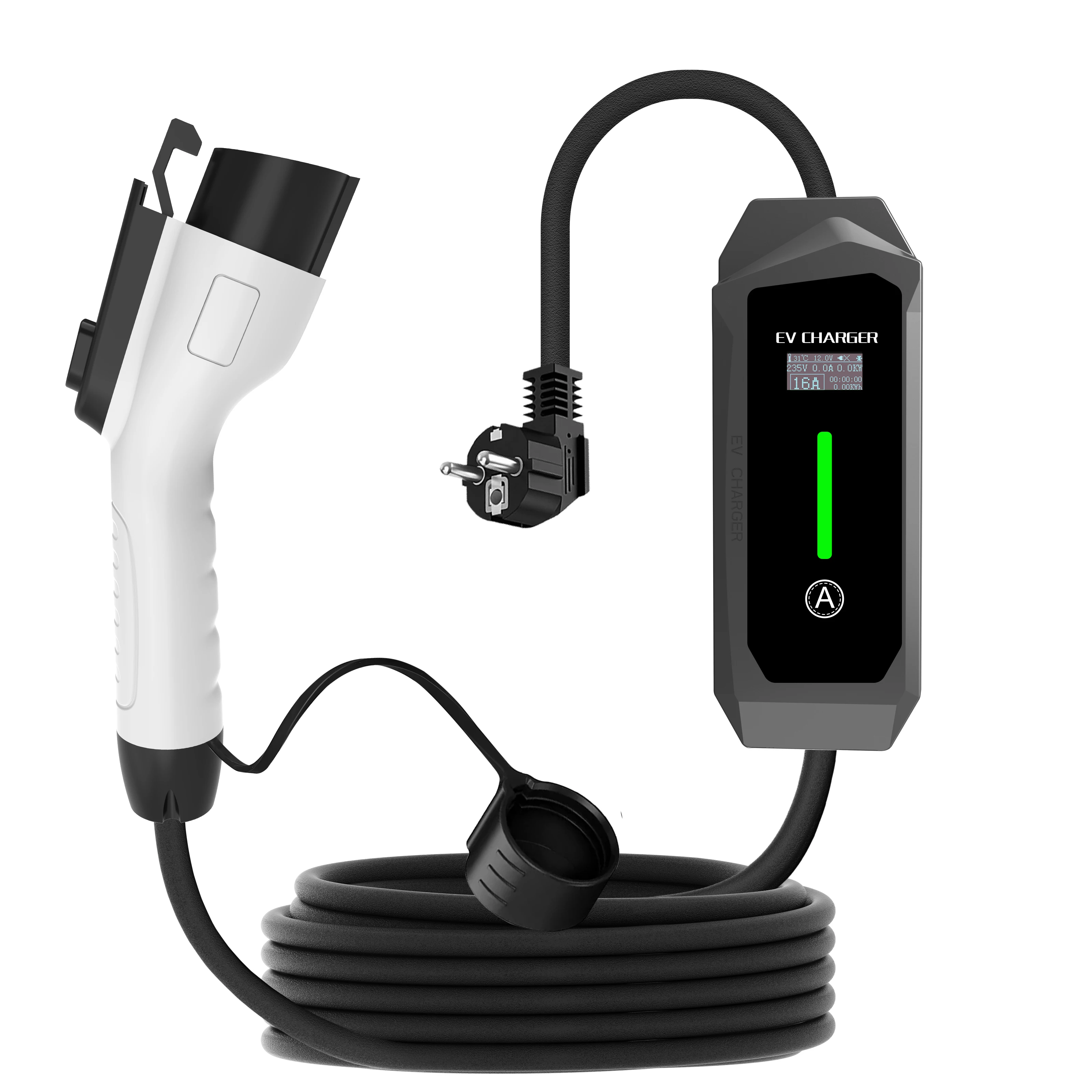 16A Portable EV Charger Level 2 Type 1 J1772 240V AC Charger 3.5KW 1Phase IP67 Waterproof 16.4FT/5M with EU Schuko Plug
16A Portable EV Charger Level 2 Type 1 J1772 240V AC Charger 3.5KW 1Phase IP67 Waterproof 16.4FT/5M with EU Schuko Plug