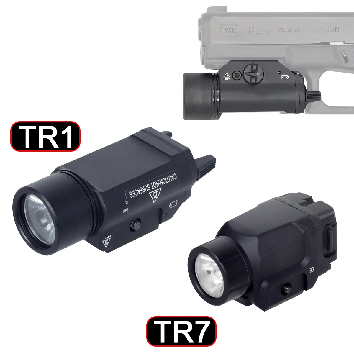 TR1 TR7 Tactical Highlight Flashlight LED Weapon Light Electronic Flash Hunting Strobe Mouse Light Under GLOCK G17 Fit 20mm Rail
TR1 TR7 Tactical Highlight Flashlight LED Weapon Light Electronic Flash Hunting Strobe Mouse Light Under GLOCK G17 Fit 20mm Rail