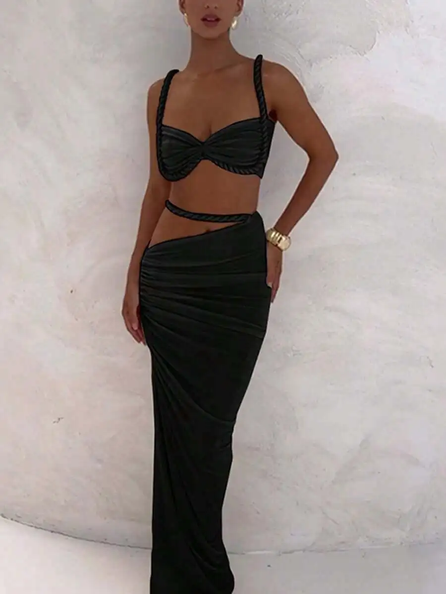 Womens Backless Camisole And Pleated Long Skirt Set Summer Vacation Outfit
Womens Backless Camisole And Pleated Long Skirt Set Summer Vacation Outfit