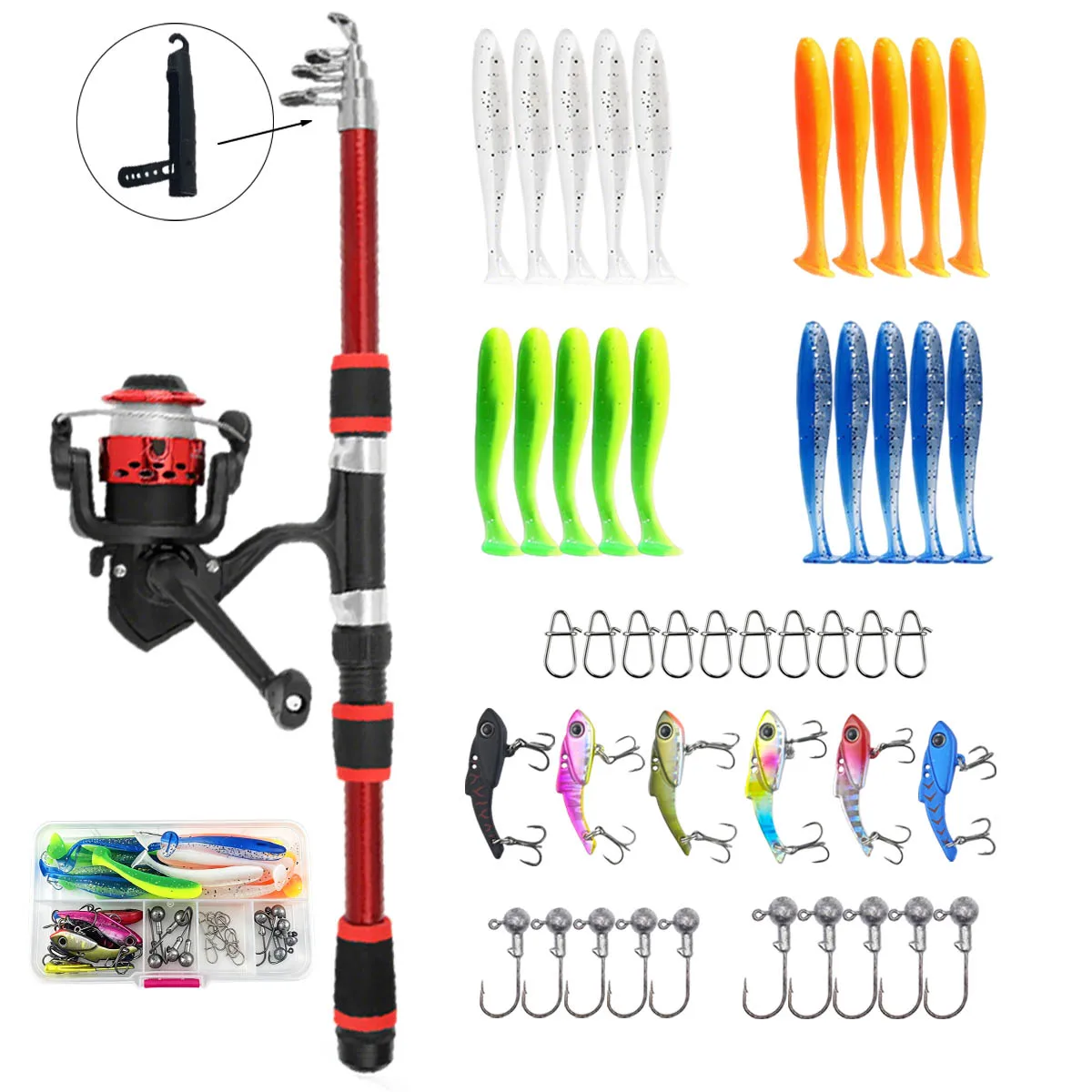 1.8m Telescopic Fishing Rod Combo Set: Includes Spinning Reel, Lures, Hooks And Travel Rod Case, Suitable For Fishing Beginners
1.8m Telescopic Fishing Rod Combo Set: Includes Spinning Reel, Lures, Hooks And Travel Rod Case, Suitable For Fishing Beginners