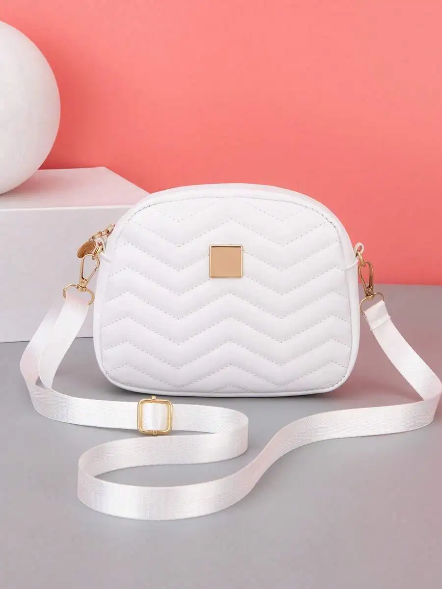 White Chevron Quilted Crossbody Bag For Women With Adjustable Strap
White Chevron Quilted Crossbody Bag For Women With Adjustable Strap