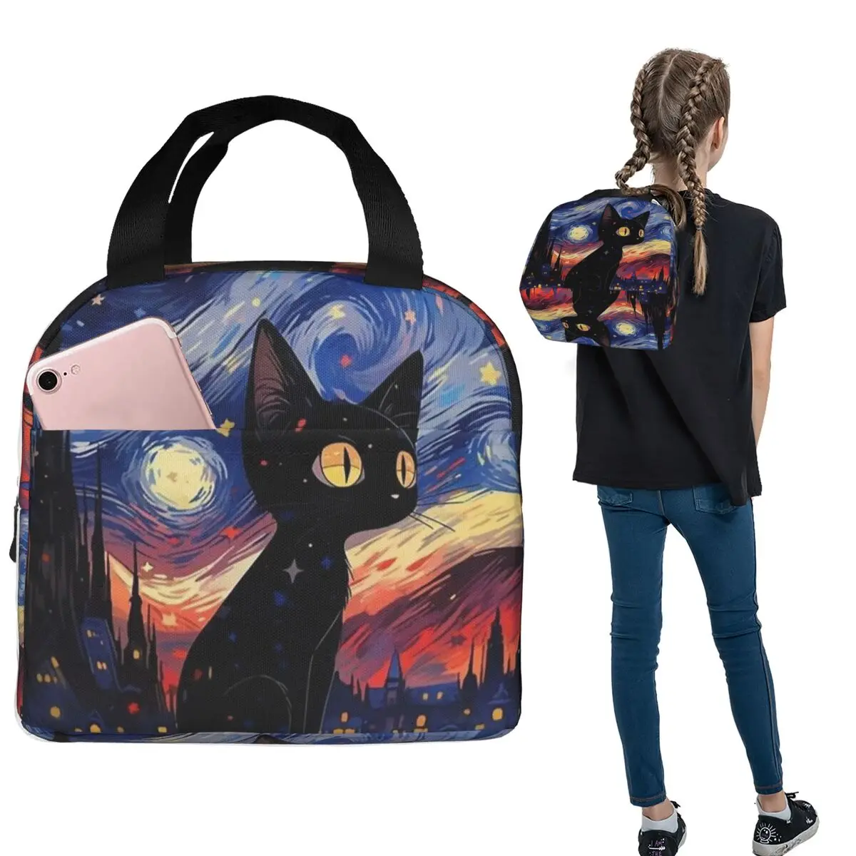 Night Black Cat Pattern Lunch Bags Insulated Bento Box Lunch Tote Leakproof Cooler Thermal Bag for Woman Children Travel
Night Black Cat Pattern Lunch Bags Insulated Bento Box Lunch Tote Leakproof Cooler Thermal Bag for Woman Children Travel