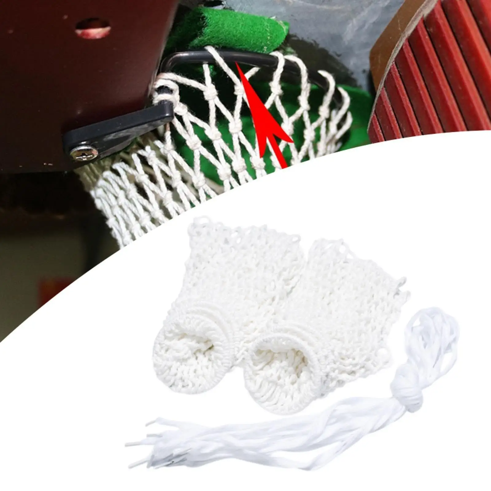 Heavy Duty Billiard Pool Table Pocket 3 Inch White Net with Rope Replacement for Billiard Club