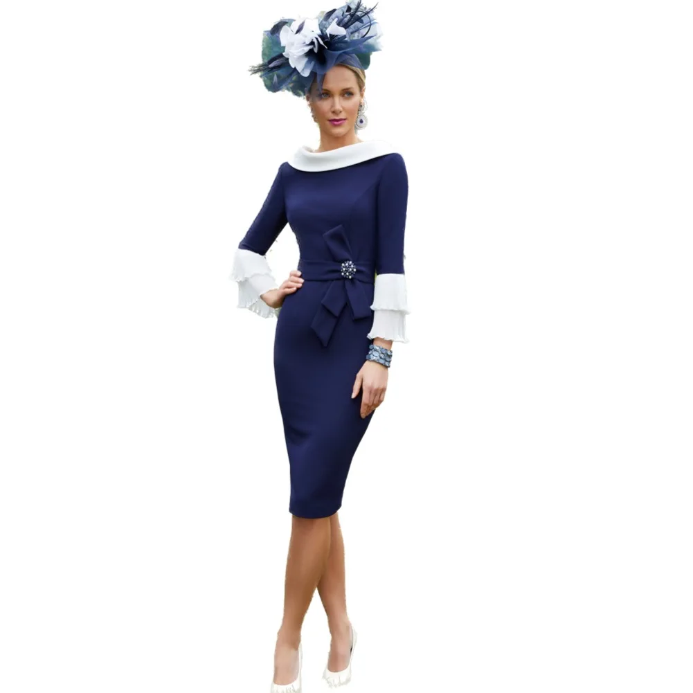 Light Silver Knee-Length Mother of the Bride Dress Ruffled Sleeves Bow Accent at the Waist Special Occasions or Garden Parties
Light Silver Knee-Length Mother of the Bride Dress Ruffled Sleeves Bow Accent at the Waist Special Occasions or Garden Parties
