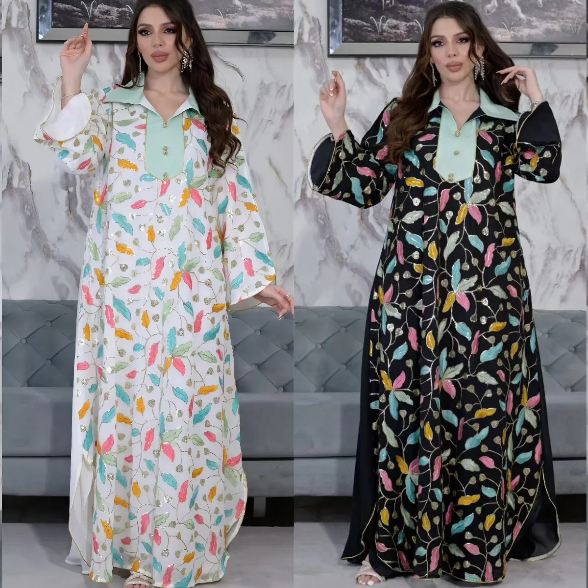 Eid Mubarak Women Floral Embroidery Dress Marocain Abayas Muslim Dubai Turkey Kaftan Jalabiya Caftan Musulmane Femme Vestidos
Eid Mubarak Women Floral Embroidery Dress Marocain Abayas Muslim Dubai Turkey Kaftan Jalabiya Caftan Musulmane Femme Vestidos