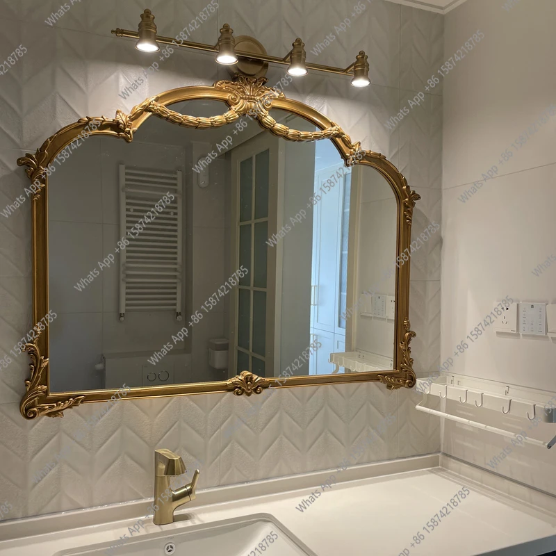 French bathroom mirror retro carved toilet makeup mirror American bathroom mirror washstand wall hanging dressing
French bathroom mirror retro carved toilet makeup mirror American bathroom mirror washstand wall hanging dressing