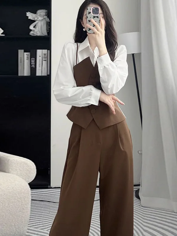 Spring 2025 Women's Fashion Wide Leg Pants Set Two Pieces Long Sleeve Button up Shirt And Pants Ensemble Age Defying High End...
Spring 2025 Women's Fashion Wide Leg Pants Set Two Pieces Long Sleeve Button up Shirt And Pants Ensemble Age Defying High End...