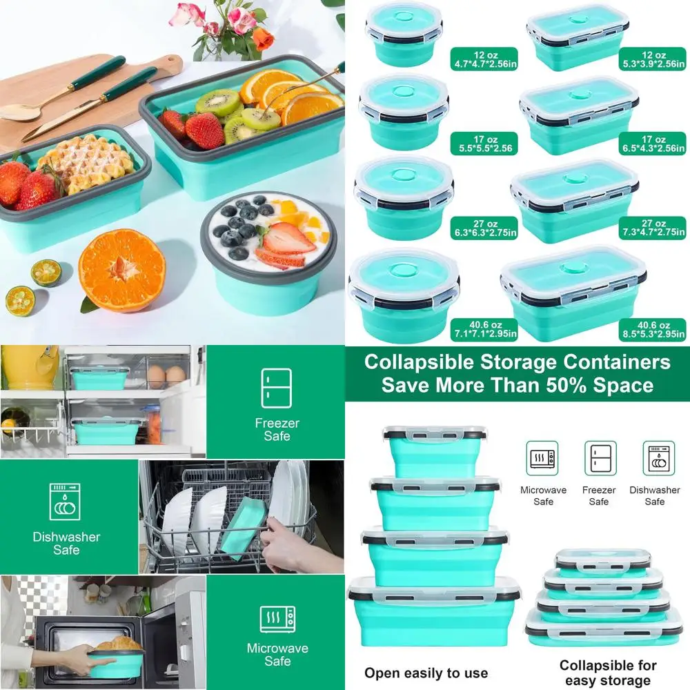 Набор из 8 складных контейнеров для еды с крышками, идеально подходит для кемпинга, автодомов и путешествий (разные размеры)
Набор из 8 складных контейнеров для еды с крышками, идеально подходит для кемпинга, автодомов и путешествий (разные размеры)