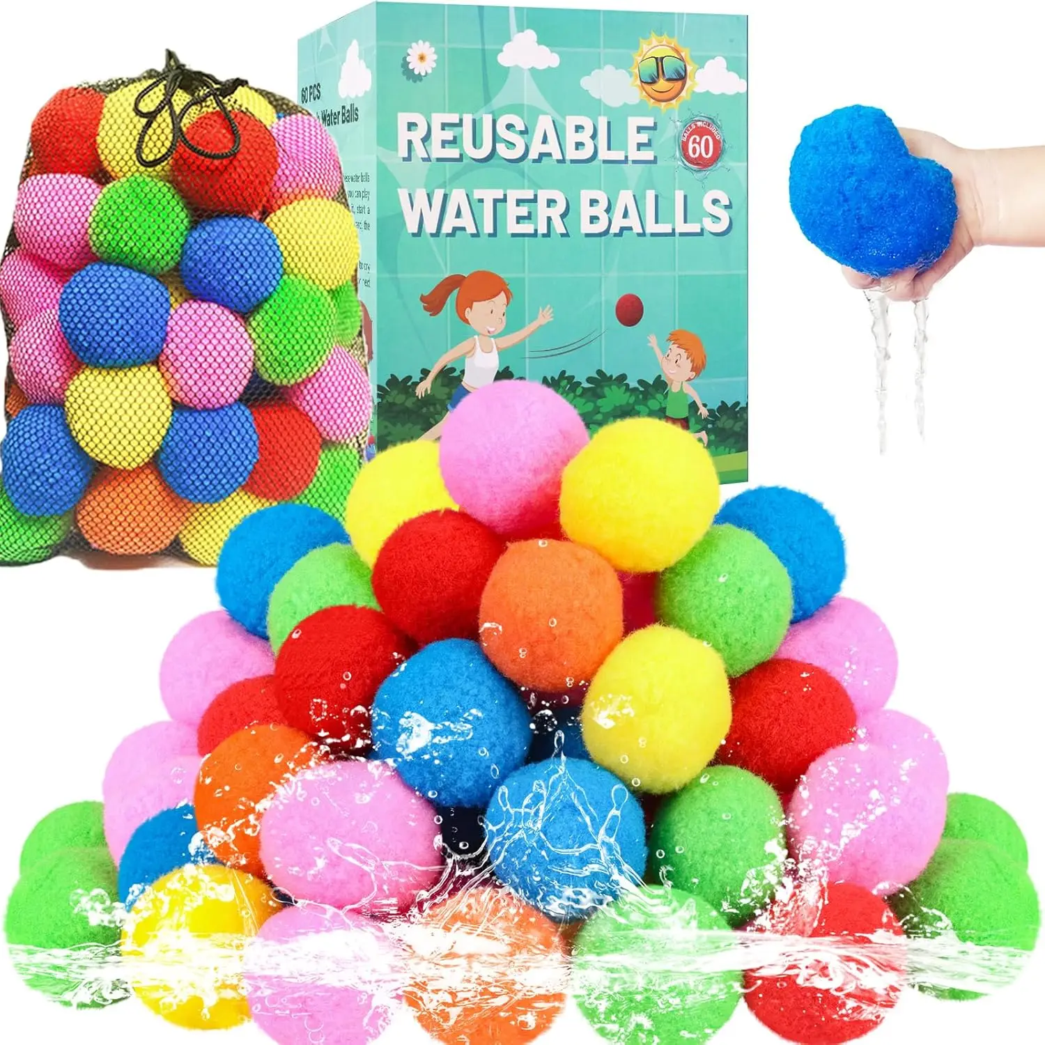 60 Reusable Water Balls for Outdoor Pool Fun, Summer Toys for Kids & Adults
60 Reusable Water Balls for Outdoor Pool Fun, Summer Toys for Kids & Adults