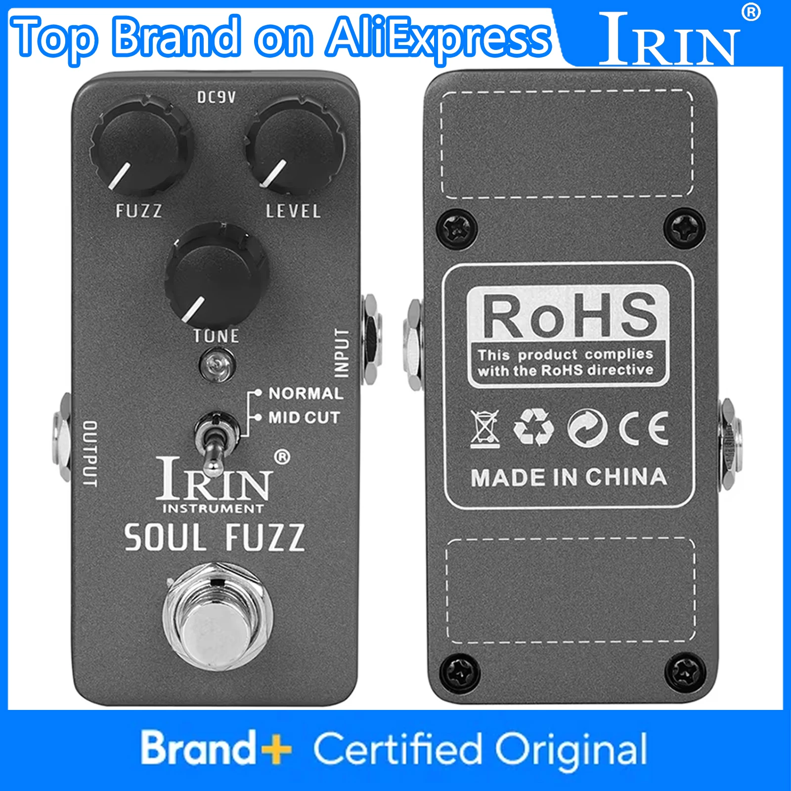IRIN RS-11 Soul FUZZ Pedal Guitar Effect Pedal Normal/Mid cut Mode Produces Fine Rough Sharp Granular Guitar Pedal True Bypass